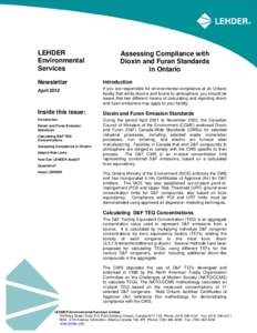 LEHDER Environmental Newsletter - Assessing Compliance with Dioxin and Furan Standards in Ontario
