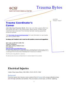 Trauma Bytes July 2014 Volume 7, Issue 7 Trauma Coordinator’s Corner