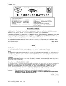 October 2010 A ustralia n Ba ss, M A C Q UA R IA N O V E M A C U LE A T A  THE BRONZE BATTLER