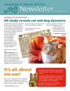 HAWAIIAN HUMANE SOCIETY  Newsletter June - August 2009