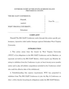 Microsoft Word - Complaint - Big East vs  WVU[removed]Final.doc