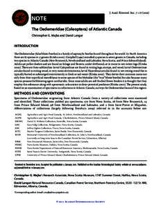 J. Acad. Entomol. Soc. 7: [removed]NOTE The Oedemeridae (Coleoptera) of Atlantic Canada Christopher G. Majka and David Langor