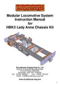 Modular Locomotive System Instruction Manual for HBK2 Lady Anne Chassis Kit  Roundhouse Engineering Co. Ltd.