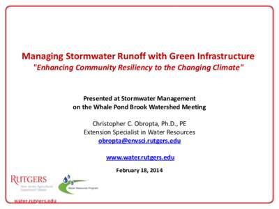 Managing Stormwater Runoff with Green Infrastructure 