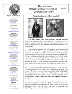 The American Border Leicester Association Quarterly Newsletter Board of Directors  Winter 2014