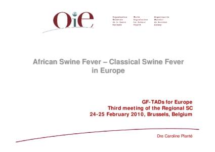 African Swine Fever – Classical Swine Fever in Europe GF-TADs for Europe Third meeting of the Regional SC[removed]February 2010, Brussels, Belgium