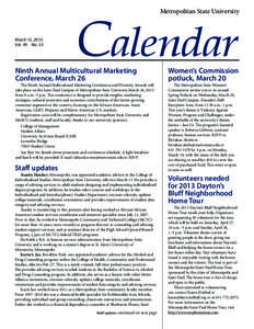 Metropolitan State University  March 15, 2013 Vol. 40 No. 33  Calendar