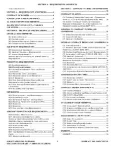 SECTION A - REQUIREMENTS AND PRICES TABLE OF CONTENTS SECTION C – CONTRACT TERMS AND CONDITIONS ............................................................................................... 26
