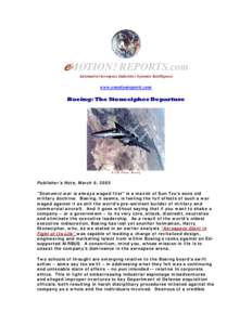 eMOTION! REPORTS.com Automotive/Aerospace Industries Systemic Intelligence www.emotionreports.com  Boeing: The Stonecipher Departure