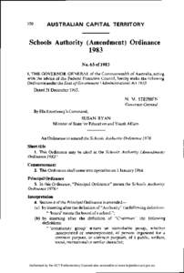 350  AUSTRALIAN CAPITAL TERRITORY Schools Authority (Amendment) Ordinance 1983
