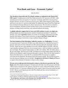 West Bank and Gaza Economic Update; From the Office of the Resident Representative; May 2012