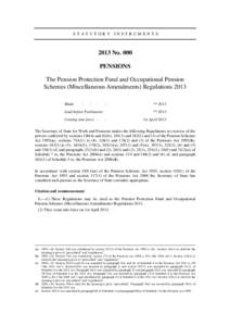 The Pension Protection Fund and Occupational Pension Schemes (Miscellaneous Amendments) Regulations 2013