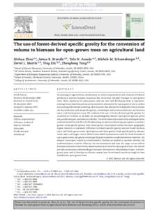The use of forest-derived specific gravity for the conversion of volume to biomass for open-grown trees on agricultural land