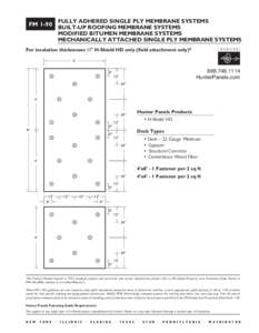 Fully Adhered single ply Membrane Systems  FM 1-90 built-Up roofing membrane systems modified bitumen membrane systems MECHANICALLY ATTACHED sINGLE pLY mEMBRANE sYSTEMS