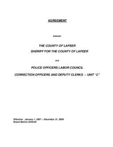 AGREEMENT  between THE COUNTY OF LAPEER SHERIFF FOR THE COUNTY OF LAPEER