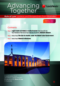 Advancing Together Rule of Law Updates and Perspectives from Australia Volume 1 • Issue 1 December 2012