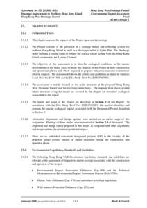 Agreement No. CE[removed]DS) Drainage Improvement in Northern Hong Kong Island Hong Kong West Drainage Tunnel Hong Kong West Drainage Tunnel Environmental Impact Assessment Final