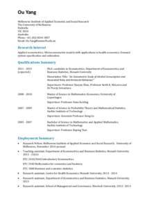 Economics / Academia / Association of Commonwealth Universities / Monash University / Econometrics