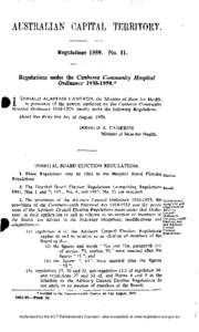 AUSTRALIAN CAPITAL TERRITORY. Regulations[removed]No. 11. Regulations under the Canberra Community Hospital Ordinance[removed].*
