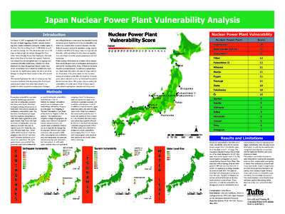 Japan Nuclear Power Plant Vulnerability Analysis Nuclear Power Plant Vulnerability Introduction On March 11, 2011 a magnitude 9.03 earthquake hit off the coast of Japan triggering a massive tsunami destroying many coasta