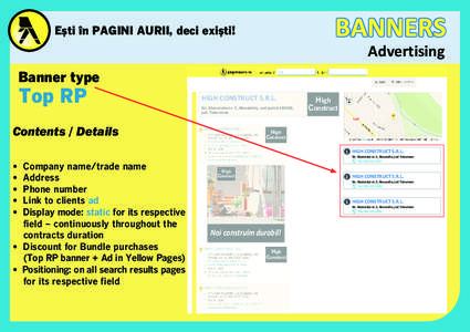 BANNERS  Eºti în PAGINI AURII, deci exiºti! Advertising Banner type