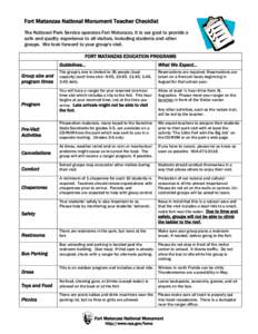 Kingsley Plantation[removed]Teacher Checklist