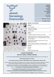 Quarterly newsletter of the Australian Jewish Genealogical