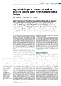 Downloaded from veterinaryrecord.bmj.com on October 5, Published by group.bmj.com  Papers & Articles Reproducibility of a commercial in vitro allergen-specific assay for immunoglobulin E in dogs