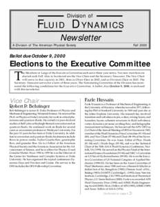 Division of  F LU I D D Y N A M I C S Newsletter A Division of The American Physical Society