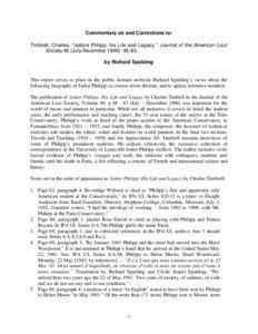 Commentary on and Corrections to: Timbrell, Charles. “Isidore Philipp, his Life and Legacy.” Journal of the American Liszt Society 40 (July-December 1996): 48-83.