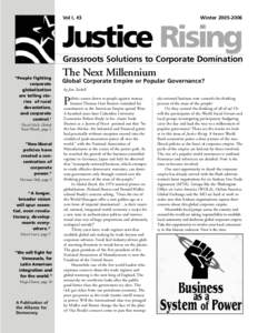 Vol I, #3  WinterJustice Rising Grassroots Solutions to Corporate Domination