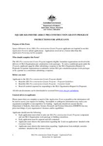 SKA Pre-construction Grants Program - Application Form
