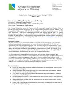 Land use / Regional science / Housing / Chicago Metropolitan Agency for Planning / Chicago metropolitan area / Urban studies and planning