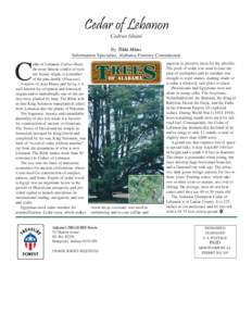 Cedrus libani By Tilda Mims Information Specialist, Alabama Forestry Commission C