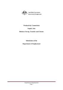 Submission 12 - Department of Employment - Business Set-up, Transfer and Closure - Public inquiry