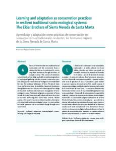 Learning and adaptation as conservation practices in resilient traditional socio-ecological systems: The Elder Brothers of Sierra Nevada de Santa Marta