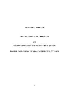AGREEMENT BETWEEN  THE GOVERNMENT OF GREENLAND AND THE GOVERNMENT OF THE BRITISH VIRGIN ISLANDS