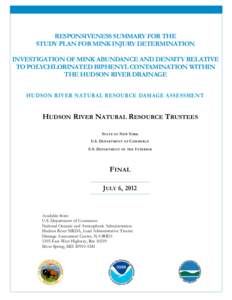 Responsiveness Summary for the Study Plan for Mink Injury Determination - Investigation of Mink Abundance and Density Relative to Polychlorinated Biphenyl Contamination with the Hudson River Drainage