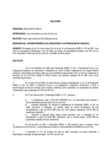 RELATÓRIO PROCESSO: [removed]-27 INTERESSADO: Usina Termelétrica de Juiz de Fora S.A.