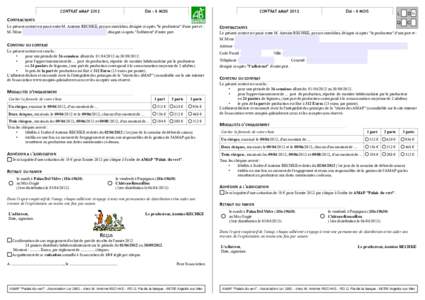 CONTRAT AMAP 2012  Été – 6 MOIS CONTRAT AMAP 2012