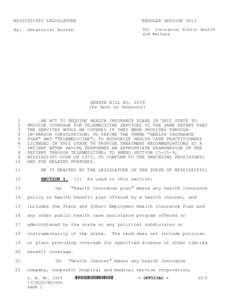 MISSISSIPPI LEGISLATURE  REGULAR SESSION 2013 By: