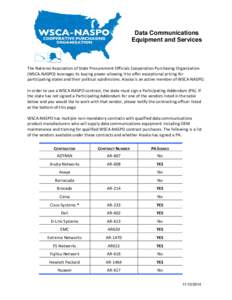 Data Communications Equipment and Services The National Association of State Procurement Officials Cooperation Purchasing Organization (WSCA-NASPO) leverages its buying power allowing it to offer exceptional pricing for 