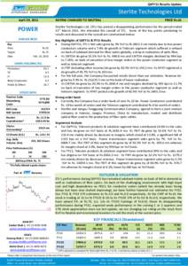 Q4FY11 Results Update   Sterlite Technologies Ltd     April 29, 2011 