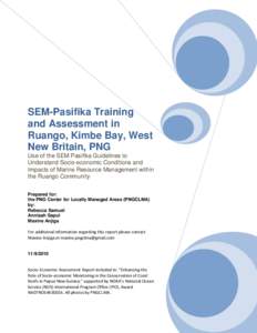 SEM-Pasifika Training and Assessment in Ruango, Kimbe Bay, West New Britain, PNG