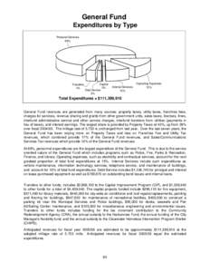 General Fund Expenditures by Type Personal Services 69%  Transfers