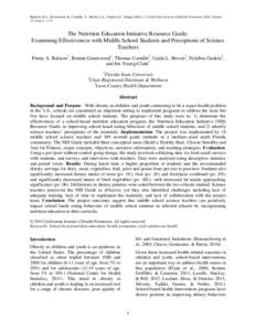 Ralston, P.A., Greenwood, B., Cornille, T., Brown, L.L., Gaskin, D., Young-Clark, I. / Californian Journal of Health Promotion 2014, Volume 12, Issue 1, 1-15. The Nutrition Education Initiative Resource Guide: Examining 