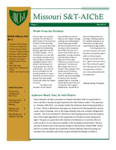 Missouri S&T-AIChE Page 1 FallWords From the President