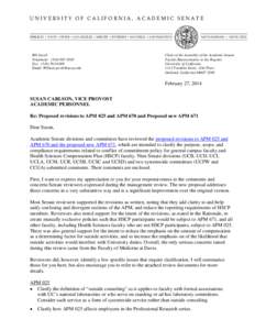 UNIVERSITY OF CALIFORNIA, ACADEMIC SENATE  BERKELEY • DAVIS • IRVINE • LOS ANGELES • MERCED • RIVERSIDE • SAN DIEGO • SAN FRANCISCO Bill Jacob Telephone: ([removed]