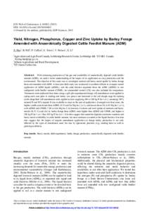 E3S Web of Conferences 1, [removed]DOI: [removed]e3s conf[removed]  C Owned by the authors, published by EDP Sciences, 2013  Yield, Nitrogen, Phosphorus, Copper and Zinc Uptake by Barley Forage