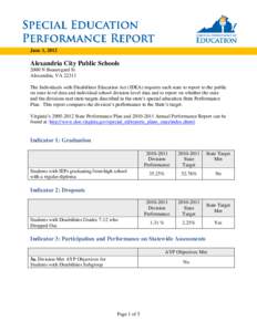 June 1, 2012  Alexandria City Public Schools 2000 N Beauregard St Alexandria, VA[removed]The Individuals with Disabilities Education Act (IDEA) requires each state to report to the public